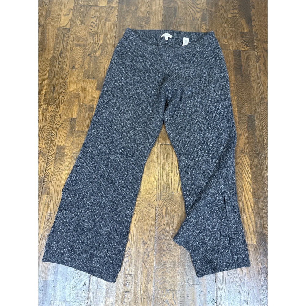 Haven Well Within Ribbed Cozy Sweater Pants Wide Leg Gray Large EUC Loungewear